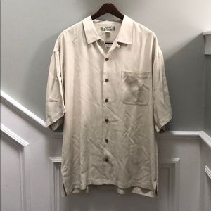 Tommy Bahama Silk button down shirt cream or gray